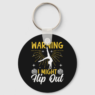 Cheer Cheerleading Warning I Might Flip Out Keychain
