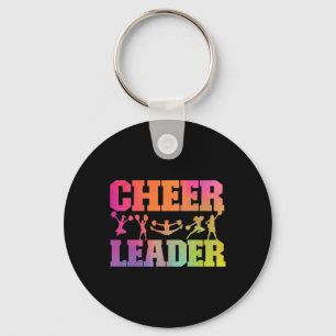Cheer Cheerleading Watercolor Rainbow Cheer Leader Keychain