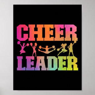 Cheer Cheerleading Watercolor Rainbow Cheer Leader Poster