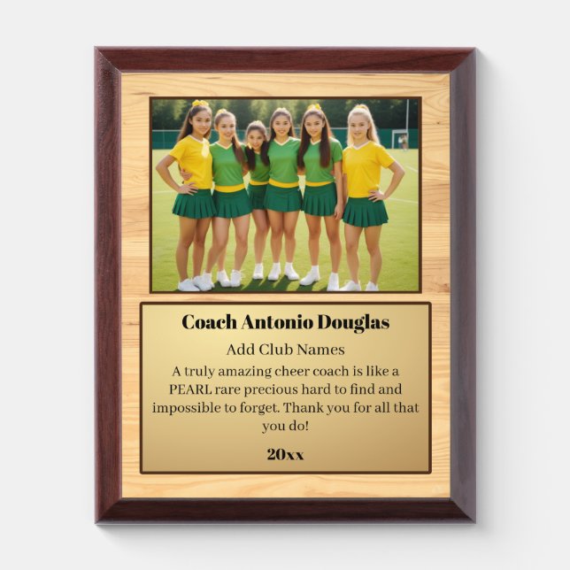 Cheer Coach Award | Custom Team Photo & Text Plaque (Vertical)