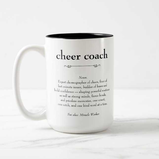 Cheer Coach Definition Thank You Gift Two-Tone Coffee Mug (Left)