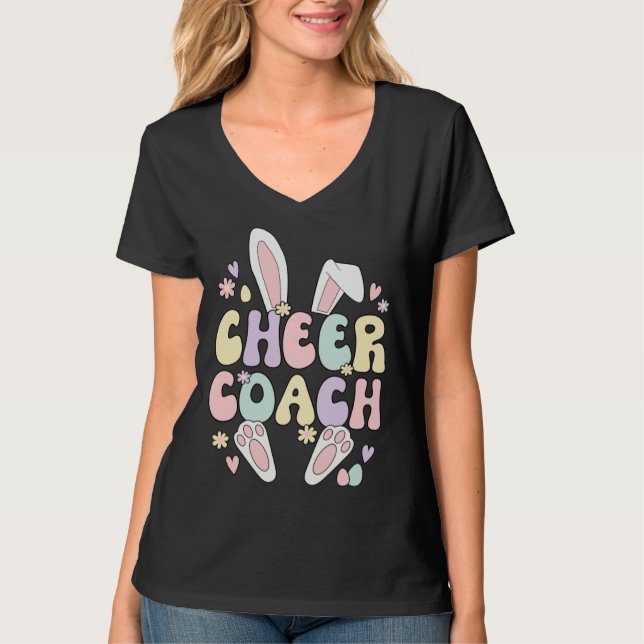 Cheer Coach Easter Bunny Cheerleading Coach Easter T-Shirt (Front)