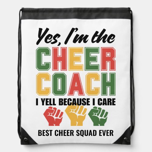 CHEER COACH I Yell Because I Care Funny Custom Drawstring Bag