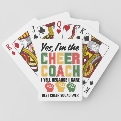 CHEER COACH I Yell Because I Care Funny Custom Poker Cards