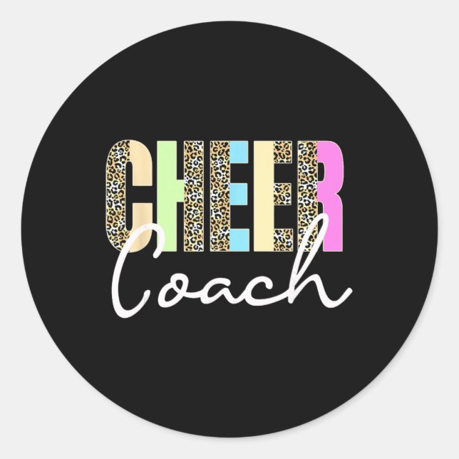 Cheer Coach Leopard Cheerleading Cute Cheer Coach  Classic Round Sticker (Front)