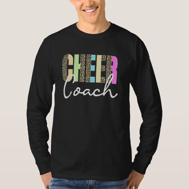 Cheer Coach Leopard Cheerleading Cute Cheer Coach T-Shirt (Front)