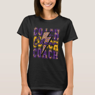 Cheer Coach Lightning Bolt Cheer Leopard Purple Go T-Shirt