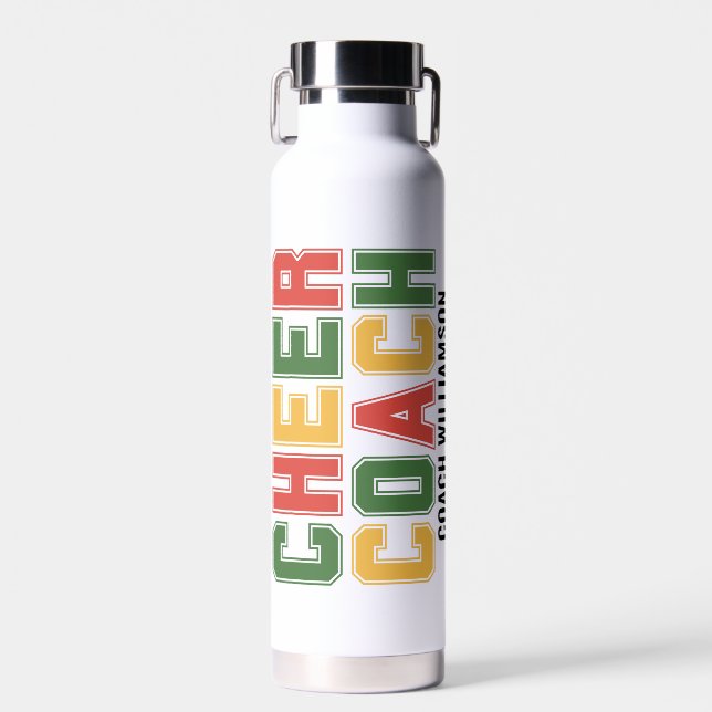 CHEER COACH Personalized Cheerleading Water Bottle (Front)