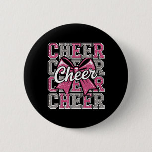 Cheer Coquette Bow Cheerleader Cheerleading Cheer Button