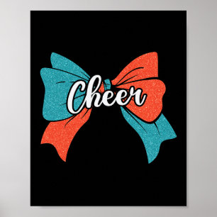 Cheer Coquette Bow Teal Blue Orange Cheerleader Ch Poster