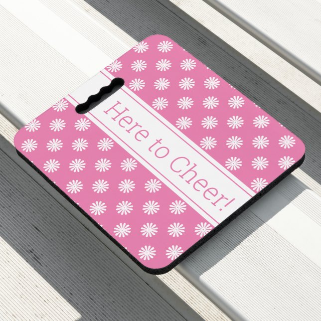 Cheer Cute Pink White Flowers Patterned Stadium Seat Cushion (In Situ)