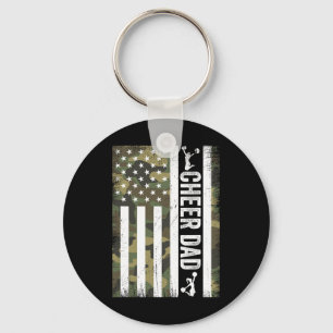 Cheer Dad Camo American Flag Fathers Day Cheerlead Keychain