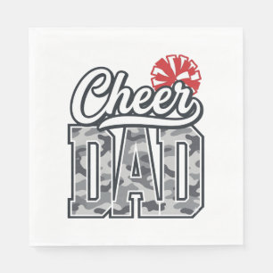 Cheer Dad Camo Pom Vintage Vector Design_1 Napkins