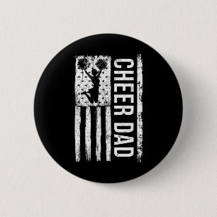Cheer Dad Cheerleading American Flag Fathers Day C Button