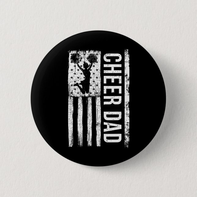 Cheer Dad Cheerleading American Flag Fathers Day C Button (Front)