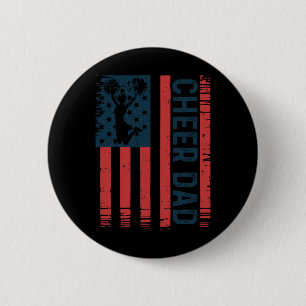 Cheer Dad Cheerleading Us American Flag Cheerleade Button
