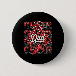 Cheer Dad Daddy Bow Sport Cheerleader Cheerleading Button