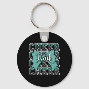 Cheer Dad Daddy Bow Sport Cheerleader Cheerleading Keychain