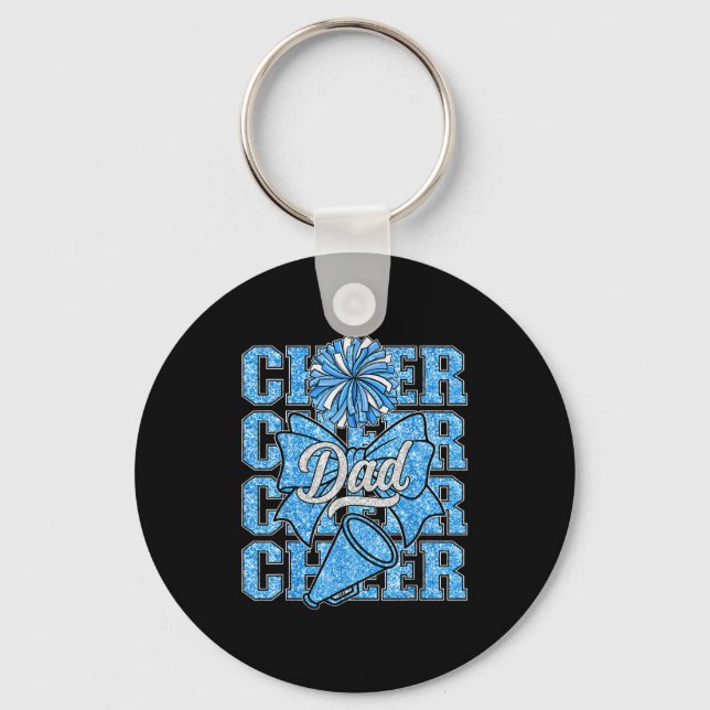 Cheer Dad Daddy Bow Srt Cheerleader Cheerleading B Keychain (Front)