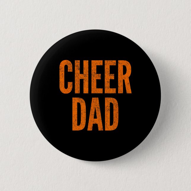 Cheer Dad Orange And Black Cheerleading Matching P Button (Front)