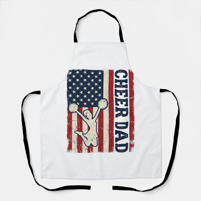 Cheer Dad Patriotic American Flag Vector Shirt Des Apron (Front)