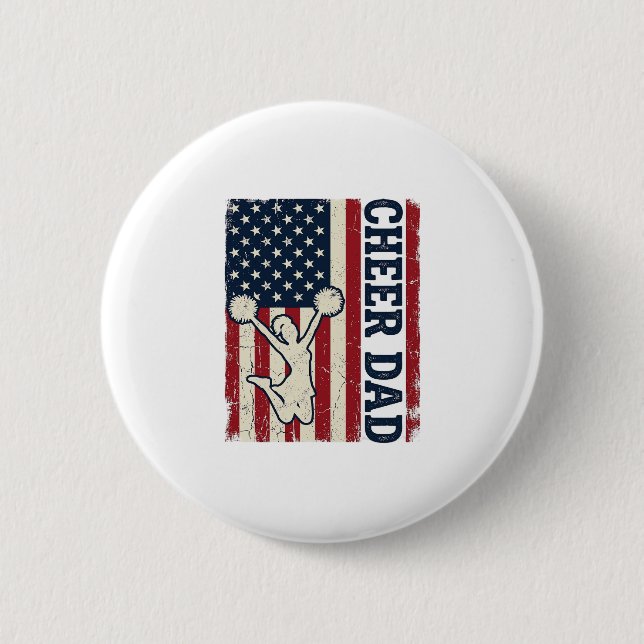 Cheer Dad Patriotic American Flag Vector Shirt Des Button (Front)