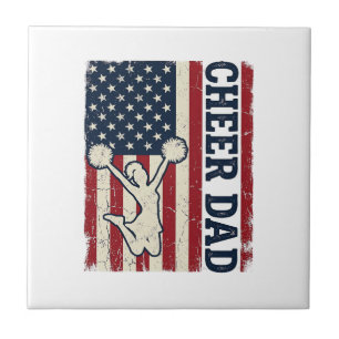 Cheer Dad Patriotic American Flag Vector Shirt Des Ceramic Tile