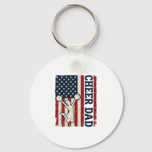 Cheer Dad Patriotic American Flag Vector Shirt Des Keychain