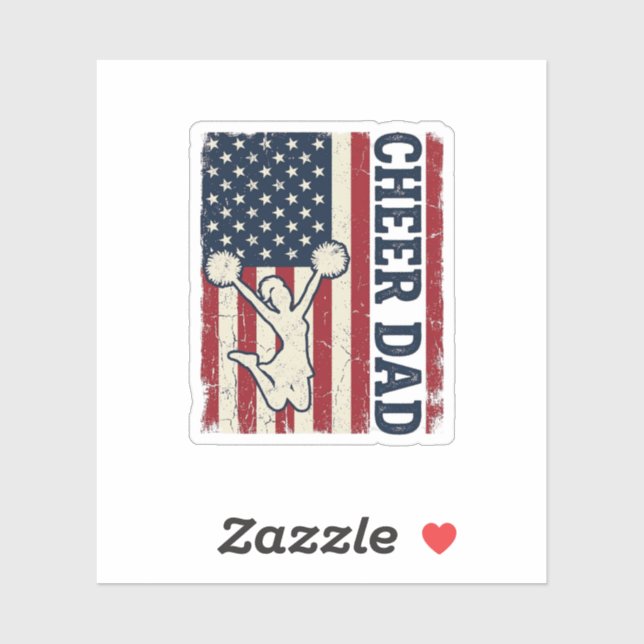 Cheer Dad Patriotic American Flag Vector Shirt Des Sticker (Sheet)