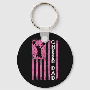 Cheer Dad Pink Cheerleading Flag Keychain