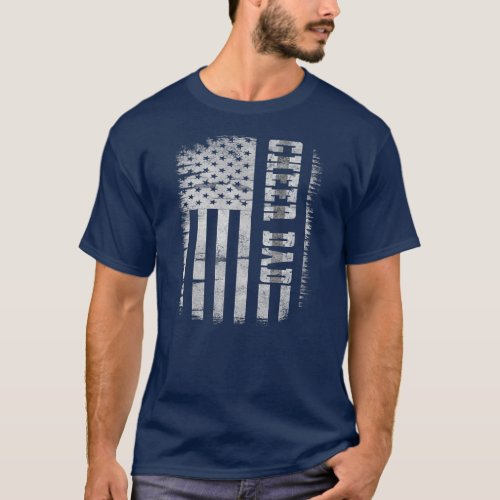 Cheer Dad Proud Cheerleading American Flag Best T_Shirt