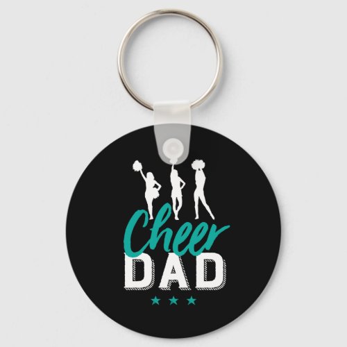 Cheer Dad Proud Father of Cheerleader Daughter Keychain