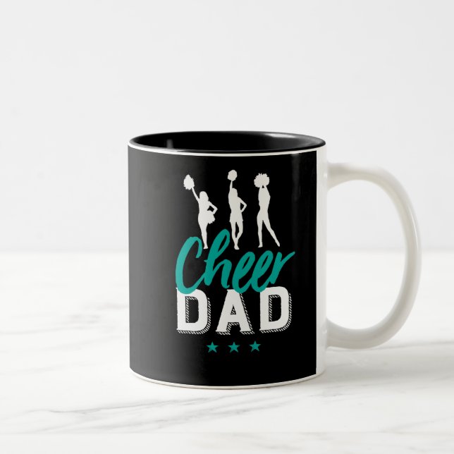 Cheer Dad Proud Father of Cheerleader Daughter Two-Tone Coffee Mug (Right)