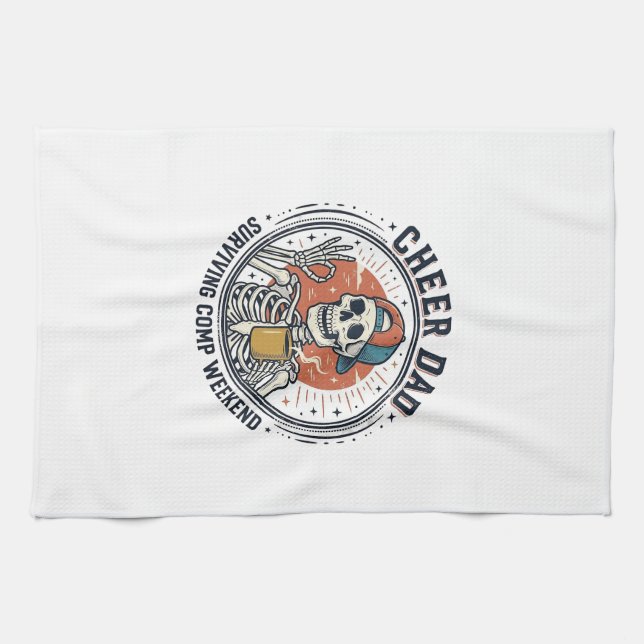 Cheer Dad Surviving Comp Weekend Skeleton Shirt_1 Kitchen Towel (Horizontal)