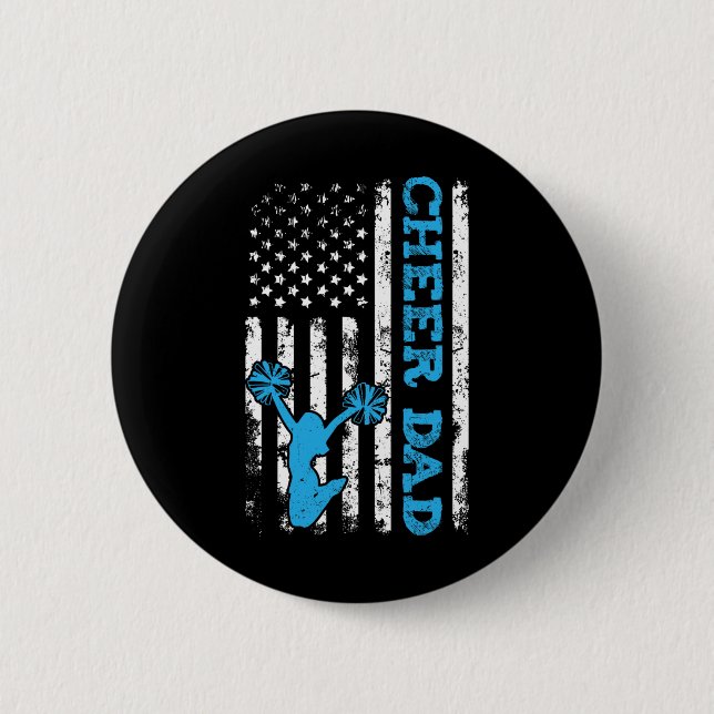 Cheer Dad Usa American Flag Cheerleader Dad Distre Button (Front)
