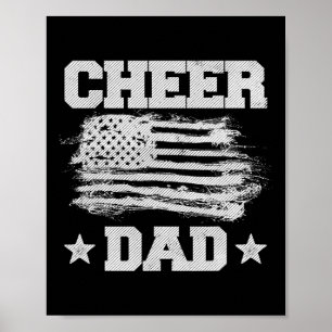 Cheer Dad Vintage American Flag Father Cheerleader Poster