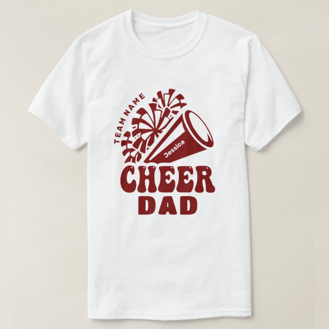 Cheer Dad with Custom Team Name & Kid's Name T-Shirt (Design Front)