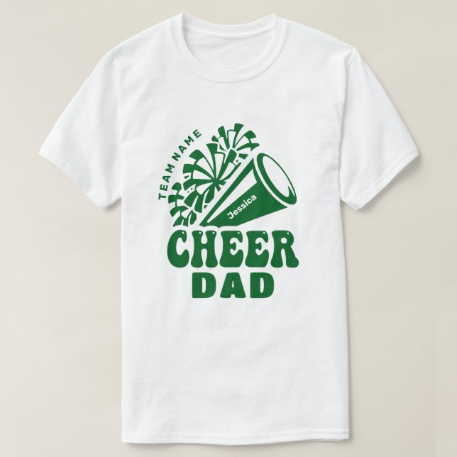 Cheer Dad with Custom Team Name & Kid's Name T-Shirt (Design Front)
