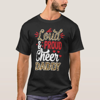 Cheer Daddy Biggest Fan Leopard Print And Pom Pom T-Shirt