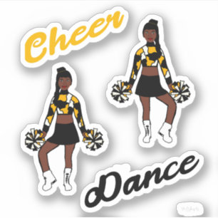 Cheer Dance Pom  Stickers (Yellow Camo)