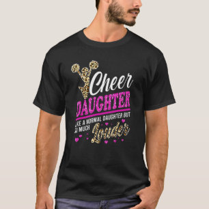 Cheer Daughter Biggest Fan Leopard Print And Pom P T-Shirt