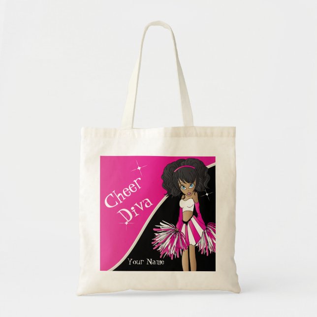 Cheer Diva Pink Cheerleader Girl Tote Bag (Front)