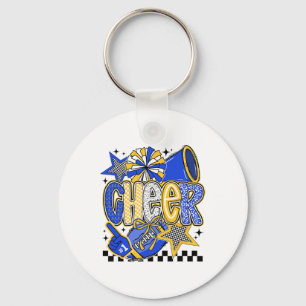 Cheer Footll Cheerleading Cheerleader Blue Women G Keychain