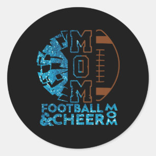 Cheer Footll Cheerleading Mom Of Both Messy Bun Bl Classic Round Sticker