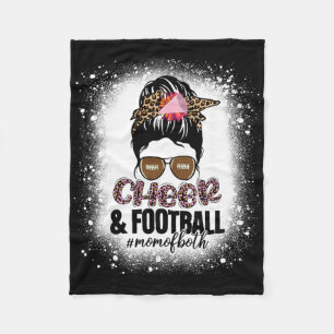 Cheer Footll Cheerleading Mom Of Both Messy Bun Bl Fleece Blanket