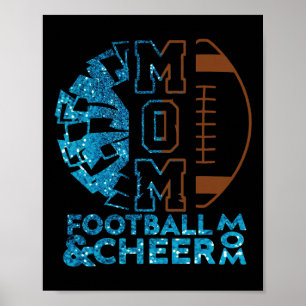 Cheer Footll Cheerleading Mom Of Both Messy Bun Bl Poster