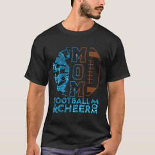 Cheer Footll Cheerleading Mom Of Both Messy Bun Bl T-Shirt