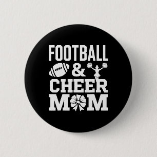 Cheer Footll Cheerleading Mom Of Both Messy Hair B Button