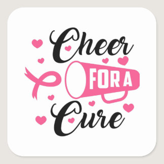 Cheer For A Cure Cancer Awareness Square Sticker