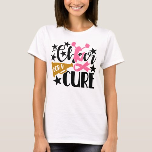 Cheer for a cure cheerleader pink ribbon cancer T_Shirt